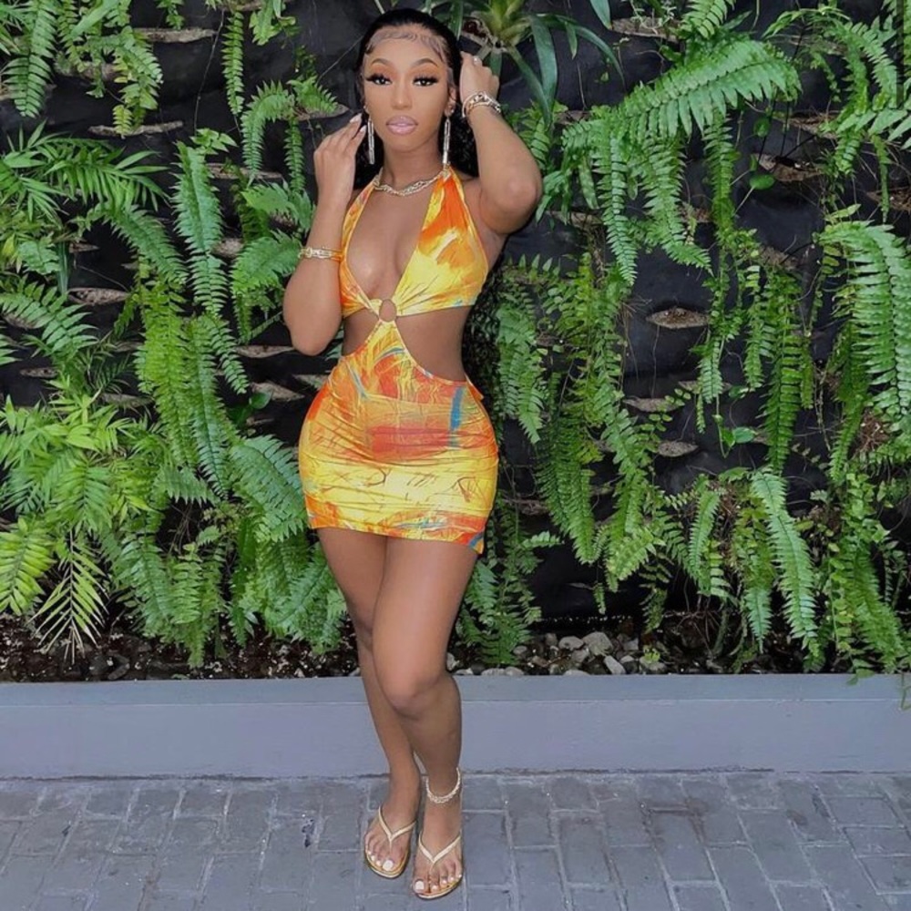 Tropical Mini Dress, Worn for 5 minute photoshoot